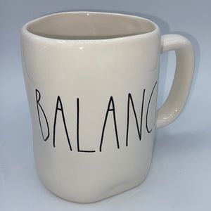 RAE DUNN Mug BALANCE Coffee Tea Cocoa Yoga Desk Collector White Black